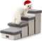 COZY KISS Haustiertreppe für Kleine Hunde mit Stauraum, Hundetreppe Faltbare für Bett Couch, Hunde Treppe Hunderampe mit Rutschfestem Boden, Lecksichere, Bis Zu 80kg, 33x84x45cm, 4 Stufen, Grau
