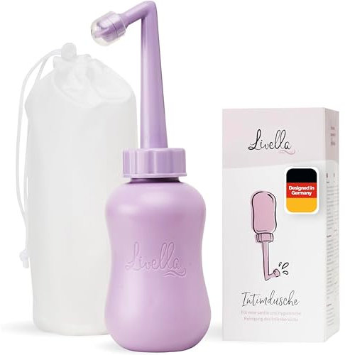 Spruzzatore portatile per bidet Livella, sviluppato in Germania, per una delicata igiene intima e un maggior comfort post-partum, bidet da viaggio ideale, doccetta per lavaggio perineale e anale