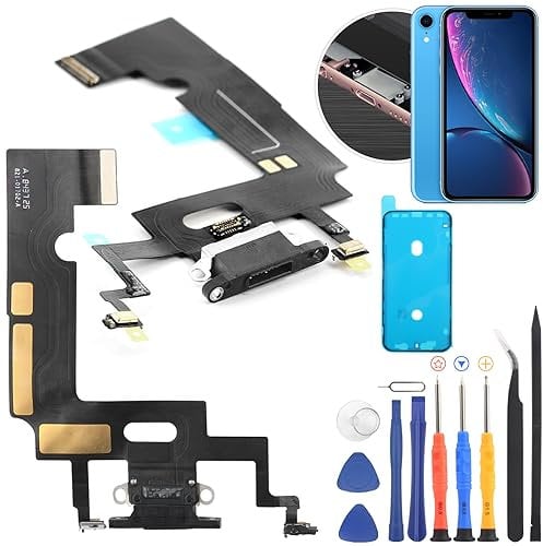 RongZy Puerto de carga USB para iPhone XR, conector de base, placa de carga, cable flexible, repuesto para iPhone XR con herramientas