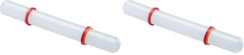 Westmark Mattarello, Con anelli di distanziamento, Lunghezza: 22,2 cm, Plastica/Silicone, Bianco/Rosso/Arancione, 30462280 (Confezione da 2)