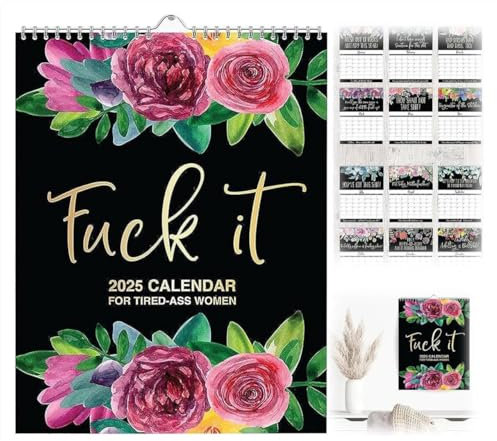 2024 Kalender 2024 Tired-Ass Women Kalender Lustiger Wandkalender Wochenplaner Kalender, Neuheit/Humor/Jahresplaner Kalender Blume Stress Relife Release Druck Geschenk
