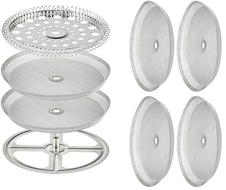 8 Pcs Stainless Steel French Press Replacement Parts Set 6 Pcs 4 Universal Strainer with Spiral and Cross Disc for 34oz Coffee Press