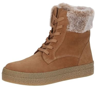 CAPRICE Damen Sneaker hoch mit Fütterung mit Schnürsenkeln Bequem, Braun (Cognac Suede), 41 EU