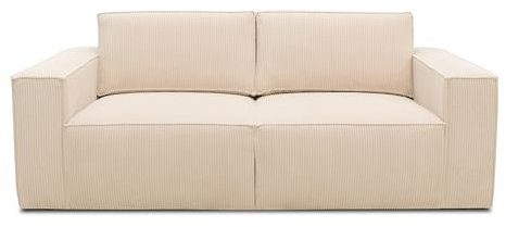DOMO. collection Sofa Portland, 2-Sitzer Couch, modernes 2er Polstersofa, Garnitur, 210 x 93 x 84 cm (BxTxH), Cord creme