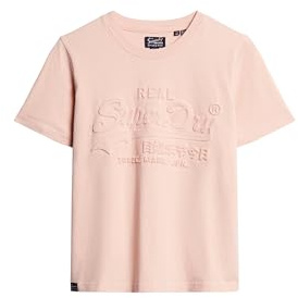 Superdry Damen Lässiges T-Shirt mit Prägung Pfirsich Whip Pink 38