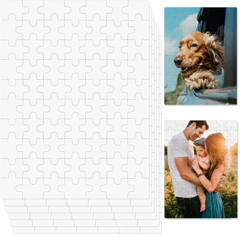 6 Blatt Leere Puzzles, 20x15cm Komplett Weiße Puzzle Puzzles zum Bedrucken Druckbare DIY-Puzzles Thermotransfer Puzzles Leere Puzzles für Kinder Denkspiel