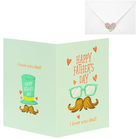 XIHIRCD Vatertagskarte, Happy Fathers Day-Karte mit Umschlägen und Siegelaufklebern Faltbare Vatertags-Grußkarte Best Dad-Geburtstagskarte für Vatertags-Geburtstagsgeschenke(Stil 3)