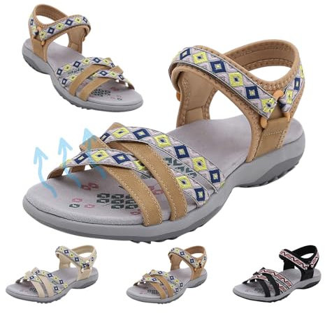 AZMAHT Confortables pour Femmes avec Correction du Gros Orteil Pantoufles Décontractées À Bout Ouvert Nu Pieds Semelle Compensée Confortable Bout Ouvert,Camel,41/255mm
