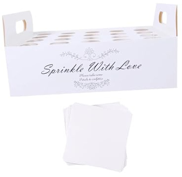 Sharplace Konfetti-Kegelhalter-Box für Hochzeiten, Konfetti-Kegel, Ständer, Dekorationen, Papierkegel, Tablett-Box für Verlobung, Abschlussfeier, Hochzeit, 20 Löcher Weiß