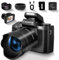 UIKICON Appareil photo numérique 8K pour photographie et vlogging, avec mise au point automatique, affichage tactile WiFi, batterie de 3000 mAh, double objectif, zoom numérique 16X, noir