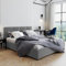 Home Collective Polsterbett 160x200 cm mit Stauraum und Lattenrost aus Metall Doppelbett mit Hydraulischem Bettkasten Gepolstertes Bett Bed Stauraumbett Stabiler Bettrahmen | 200x160 cm Samt hellgrau
