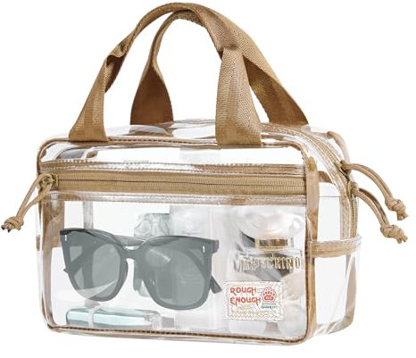 Rough Enough Transparente Stadion-Tasche Handtasche für Damen, Event, Konzert, Sport-Fans, modisch, niedlich, stilvoll, Khaki, Khaki, 10 x 6 x 3 inches