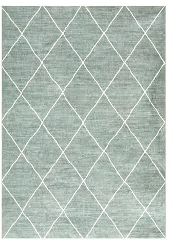 IDIMEX Teppich Rhomb waschbar 160 x 230 Jadegrün, Rautenmuster, weicher Kurzflor, modern, skandinavisch, mikrofaser, gummierte Unterfläche, schmutz- und wasserabweisend, pflegeleicht