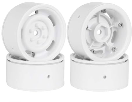 KEEDA 4 STÜCK 1,9 Zoll Beadlock Räder Felgen Kunststofffelge,Ersatz für SCX10 TRX4 VS4-10 Gen8 Tamiya CC01 D90 D110 1/10 RC Crawler Auto (Weiß)