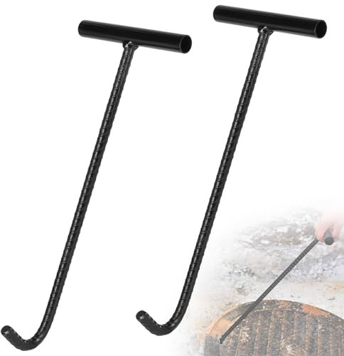 DBREAKS 2 Stk Kanaldeckelheber Gullideckel Haken Kanalhaken Schachtdeckelheber, T Schachthaken Kanaldeckelheber, Schachtdeckelhaken mit Gewinde, für Schachtabdeckung, Kanaldeckel, 60cm