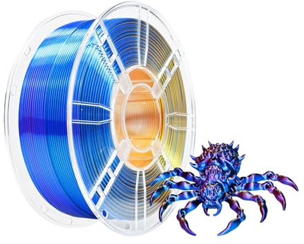 iBOSS PLA Plus 3D-Drucker-Filament, PLA+ Filament 1,75 mm Dreifarbiges Seidenfilament, Co-Extrusion glänzendes 3D-Druck-Filament 1 kg (2,2 lbs) für FDM 3D Drucker, Seide Rot+ Blau + Gold