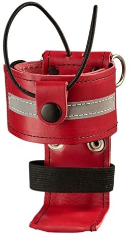 L-Style Universal Reflective Radio Holster Case Red Leather with Black Snap