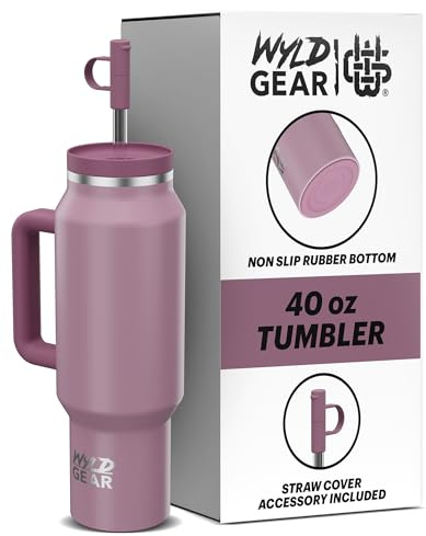 Wyld Gear - Wyld Syde Travel Tumbler 40 oz (1200 ml), Rose | Heiß & Kalt | Isolierflasche mit bruchfestem Strohhalm | geeignet für Getränkehalter | auslaufsichere Thermosflasche | BPA-frei