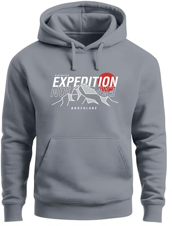 Neverless® Hoodie Herren Outdoor Berge Wandern Naturliebhaber Expedition Northlane Aufschrift Männer Printshirt Fashion Streetstyle