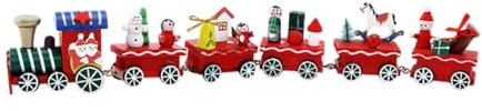 Perfeclan Weihnachtszug-Ornament aus Holz, Weihnachtsdekoration, Zug-Bastelstatue, Weihnachtszug-Spielzeug aus Holz für Party, Urlaub, Schaufenster, 31x3x5cm