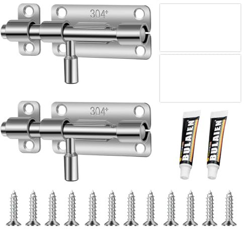 CYIOU 2 Stück Türriegel 304 Edelstahl mit 12 Pcs Schrauben Schieberiegel Riegelschloss Schlossriegel Klein Regel Edelstahl für Gartentor Zaun Lagerhaus Fenster Schlafzimmer