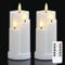 Wroxipel Pack of 2 Flameless 3 Wicks Plastic White LED Candles with Remote Control, 7.5cm x15cm Battery Operated Flickering Warm Light Cycle Timer Pillar Candles for Home Party Festival Decoration