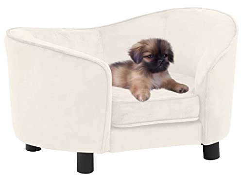 Myheimly Hundesofa Creme 69x49x40 cm Plüsch Plüsch Hundecouch Hundebett Haustiersofa