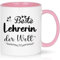 CHUIN DRUCK Tasse Geschenk für Beste Lehrerin der Welt Abschiedsgeschenk Lehrerin Geschenk Tasse Abschied Grundschule Lehrerinnen Abschied Ruhestand, 320ml Rosa