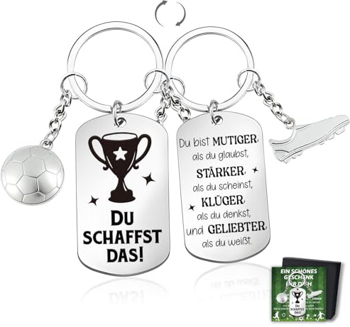 Fussball Geschenke Jungen,Schlüsselanhänger Fußball Geschenke für Jungs,Du Schaffst Das Geschenke zur Kommunion Erstkommunion Konfirmation Firmung Jugendweihe,Motivationsgeschenk für Fußballfans