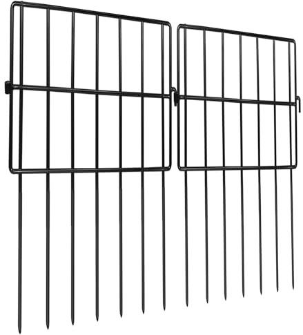 Getlay 54 Panels Garden Fence Animal Barrier, 16in(H) Total Length 54ft(L) Dog Fence Barrier, 1.5 Gap No Dig Fencing for Rabbits Ground Stakes Defense, Rustproof Metal Fence Border for Outdoor Yard