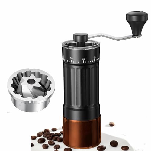 Portable Manual Coffee Grinder with CNC Stainless Steel Conical Burr, 40 Adjustable Settings Hand Coffee Grinder with 30g Capacity for Espresso, Pour Over, French Press, Travel