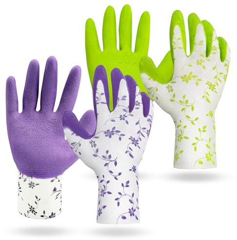 HYSHLC 2 Paar Gartenhandschuhe Damen Arbeitshandschuhe, Größe M 24cm Long Gardena Rosenhandschuhe Garten, Gartenhandschuhe Damen Dornenfest, Lila und Grün