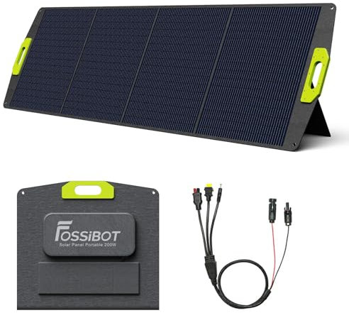FOSSIBOT 200 W Portable Solar Panel, Foldable Solar Panel Kit, 23.4% Efficiency Module IP67 Waterproof for Camping, F1200 F2400 F3600 Portable Power Station Solar Generator, Laptops, Motorhome, RV