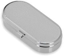 Pillendose oval 2 Fächer, Faden-Design, 6,5 x 3 x 1,5 cm