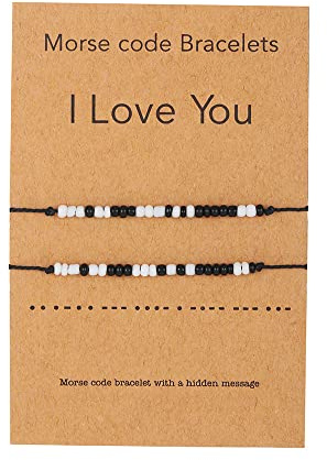 JIELIANWL 2PCS Ich liebe dich Morsecode Armband Paare Passende, verstellbare Armbänder Freund Freundin Paar Schmuck Schmuck für Ihn/Sie/Mädchen/Frauen