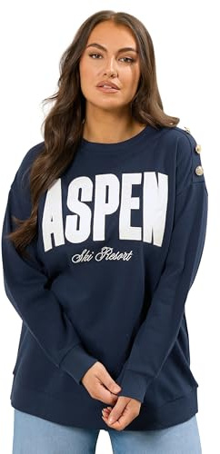Yours Curve Green 'Oslo' Slogan Sweatshirt - Women's - Plus Size Curve