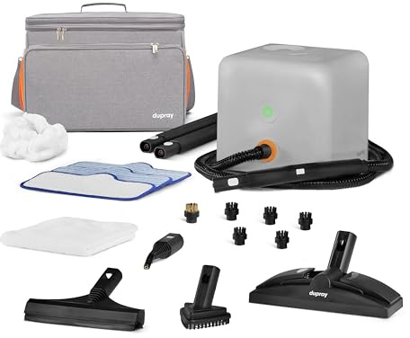 Dupray Neat plus Dampfreiniger mit 18-teiligem Zubehör-Set – kraftvolle, chemikalienfreie Reinigung für Böden, Auto, Fliesen, Fugen und mehr (Neat plus mit Aufbewahrungstasche)