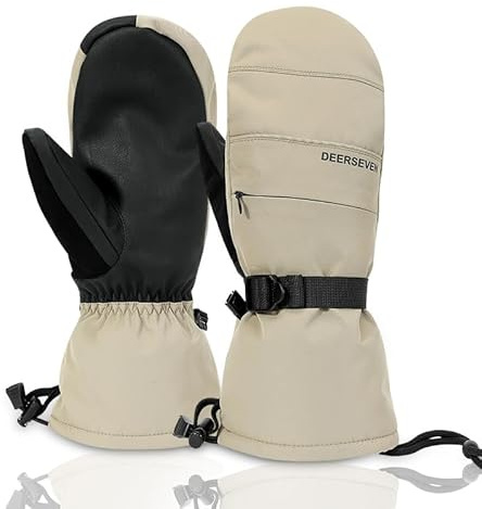 Harssidanzar Herren Damen Snowboardhandschuhe Fleece Khaki L KM060EU