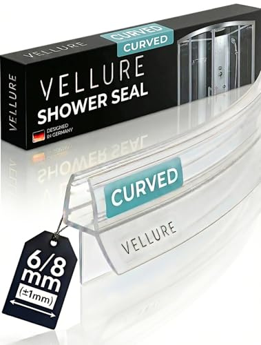 Vellure Curved Shower Screen Seal Strip, Premium Shower Door Seal Strip for 6 mm (+-1) Shower Glass Thickness, Shower Seal Strip, Covers up to 12mm Gap, Transparent, Universal Length up to 90cm