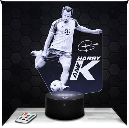 Lampephoto.fr - Lampe Harry Kane München Engländer Touch Nachtlicht Fußball | Made in France, Sockel & Größe wählbar, dimmbar, Batterie-/USB-Betrieb, HD-Lasergravur, Geschenk für Fußballfans
