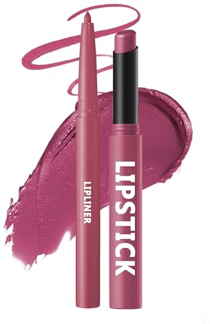 Matt Lippenstift & Lipliner Set, Langanhaltender Wasserfest, Matte Plum Lip Liner Lipstick, Hochpigmentiert Non-Stick Lipliner Lip Gloss, Cream Texture Matte Samt, Makeup Gift für Frauen-Set 09