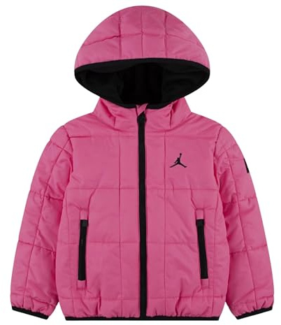 NIKE Jordan Doudoune Fille à Capuche Midweight Puffer Rose, Rose/Noir, 10-12 ans