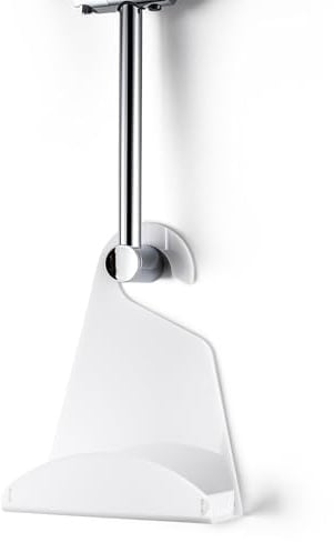 AQA DESIGN Mensola doccia con 2 ripiani, porta shampoo e bagnoschiuma, shower caddy in plexiglass, porta shampoo doccia da appendere, montaggio senza fori/da parete - Bianco - 24x10x31,5 cm
