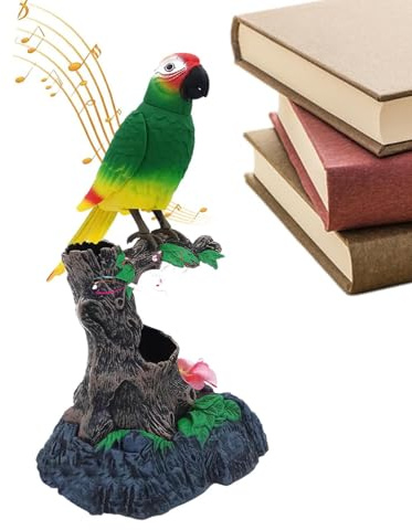 Juguete De Loro Parlante - Pájaro Activado por Sonido De 28x18 Cm, Repetidor De Voz Realista, Animación del Cuerpo De La Cabeza Móvil, Construcción De ABS, Mascota De Imitación Divertida | Lo