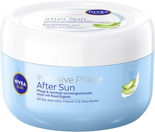NIVEA SUN Intensive Pflege After Sun, kühlende Lotion nach dem Sonnenbad, beruhigender Balsam mit Bio-Aloe Vera, Vitamin E & Shea Butter für 48h Feuchtigkeit (300 ml)