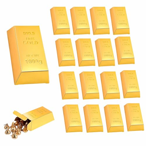 20 Stück Goldbarren Süßigkeiten Boxen, Gefälschte Goldbarren Geschenkbox | Piratenschatz Gastgeschenk Süßigkeiten Schachtel für Festivals, Hochzeiten, Partys, Geburtstag