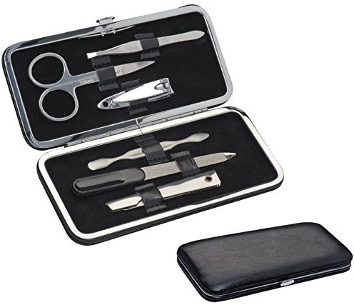 Manikürset 7-teilig / hochwertiges Etui mit Diamantnagelfeile / aus Edelstahl