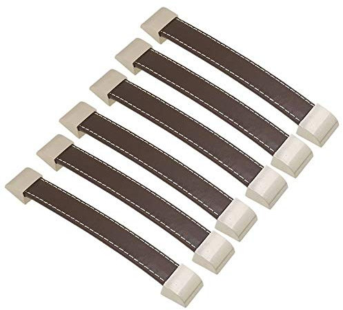 FBSHOP(TM) 6pcs Hochwertige Retro Braun Leder Kleiderschrank Schuh Box Schublade Türknauf, Koffer Koffer zieht Knöpfe, Weinschrank Holzkiste Möbelgriffe, Möbelbeschläge (Lochabstand: 128mm)