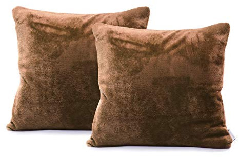 DecoKing 58473 2tlg 2 Kissenbezüge 45x45 cm Mikrofaser Reißverschluss Fleece Kissenhüllen braun Schoko Mic