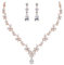 SNORSO Rose Gold Plated Cluster Leaf Necklace Earrings Bridal Set AAA Cubic Zirconia Teardrop Pendant,Jewellery Set for Wedding,Events,Party